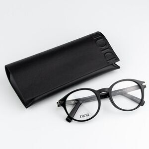 NEW Dior DIORBLACKSUITO RI 1000 Shiny Black Unisex Round Eyeglasses
